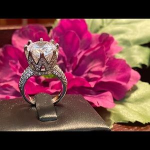 Princess Crown Large CZ Stone Statement Ring